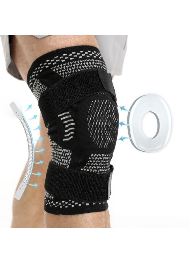 Bincoo 2 Pcs Sports Knee Brace Pads Support With Adjustable Strap Wrap,Anti-Slip Comfortable Breathable,Relieve Knee Pressure,For Running,Cycling,Basketball,Gym,Size XL (Black) - Image 2
